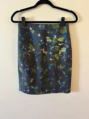 EUC J Crew N.  2 Pencil Skirt Womens Size 0 Knee Length Water Color - Blue Green • $5