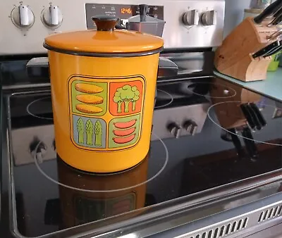 Yellow Enamelware Vintage Stock Pot Camping Pot With Inserts & Lid Retro Kitchen • $55