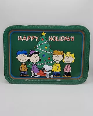 Peanuts Charlie Brown Happy Holidays Christmas Cookie Metal Tin Serving Tray • $19.94