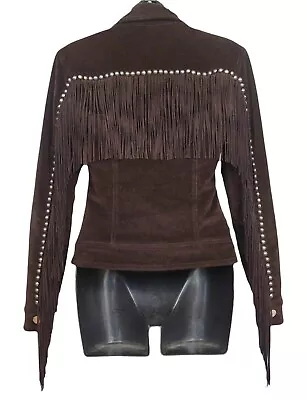 MOSCHINO JEANS Vintage Women's Corduroy Western Fringe Jacket Brown Size 38 US 4 • $295