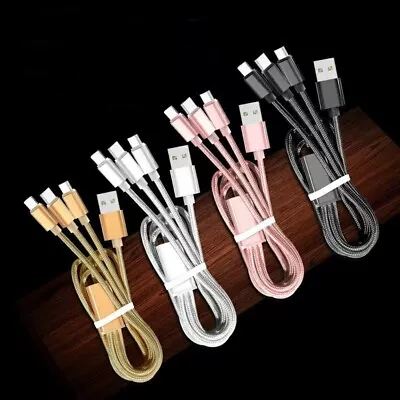 3 In 1 Multi USB Charger Charging Cable Cord For USB TYPE C Android Micro AU • $6.95