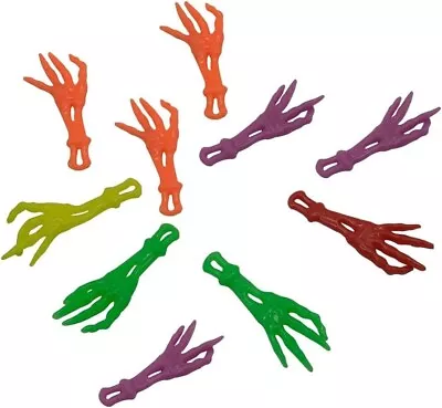 5x SKELETON GHOST HANDS HALLOWEEN STICKY SLINGSHOT SPOOKY TRICK OR TREAT TOY • £3.29