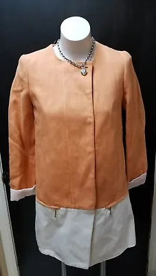 ZARA Basic Linen Jacket Two Tone Orange/Cream Size S Women RT.  $99.90 • $44.99