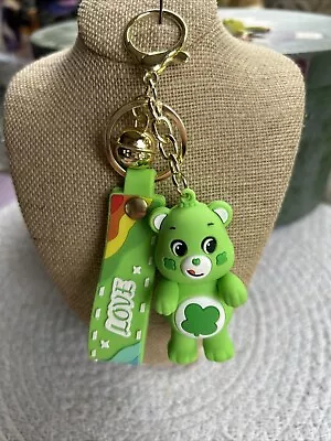 CARE BEARS KEY CHAIN KEY RING FOB Keychain Latch Charms Green Luck Bear • $8