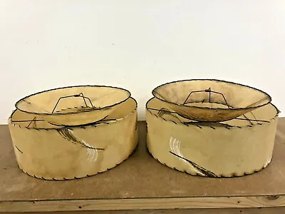 Vintage FIBERGLASS LAMP SHADE PAIR 2 Tier Mid Century Modern Floor Light 50s 60s • $275