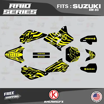 Graphics Kit For Suzuki RM85 (2001-2023) RM 85  Raid Series - YELLOW-SHIFT • $54.99