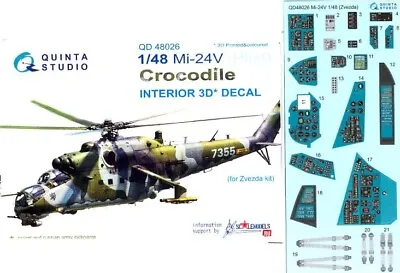 Quinta Studios 1/48 MIL Mi-24V CROCODILE DECAL COLORED INTERIOR SET Zvezda • $29.99