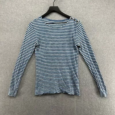 J.CREW T Shirt Womens Size Medium Painter Blue Striped Long Sleeve Cotton • $15.90