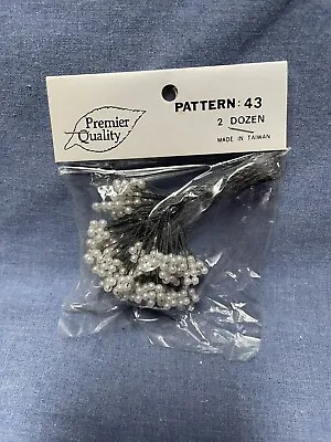 Vintage Millinery Pearl And Wire Stems Package Of 24 Stems • $12.99