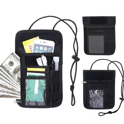 Travel Neck Wallet Tactical RFID Passport Holder Pouch Travel Document Organizer • $9.89