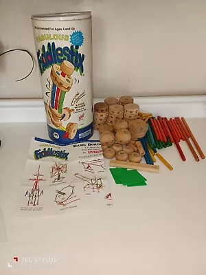 Vintage Fiddlestix & Tinkertoy Wooden Connector Pieces Toy  Set 111 Pcs • $24.99