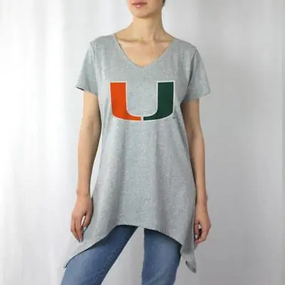 New Miami Hurricanes Womens Sizes S-L-XL Gray Tunic Hi Lo Shirt $32 • $9.34