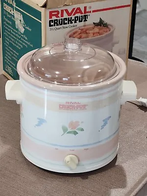  Rival Crock Pot Slow Cooker Stoneware 3.5 Qt Model 3100/2 • $12