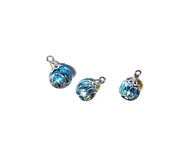 Dollhouse Christmas Tree Ball Ornaments Turquoise Silver Rings 1:12 Miniature • $4.49