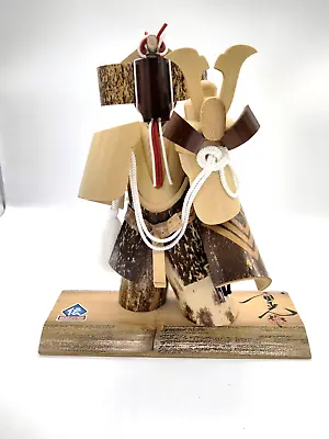 Japanese Folk Art Kabuki Bamboo Samurai Echizen Figurine Doll Signed Noh Craft • $37.50