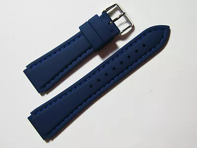 20mm Hadley-Roma MS3346 Blue Silicone Rubber Waterproof Dive Watch Band Strap • $18.66