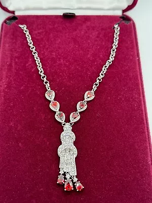 Camrose & Kross JBK Jackie Jacqueline Kennedy Raindrop Red Silver Tone Necklace • £190.02