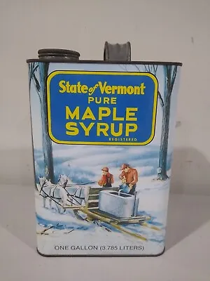 Vintage State Of Vermont Maple Syrup Tin Syrup Can Nice Graphics Gallon Tin • $34.99