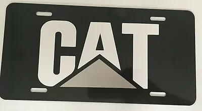 Black License Plate Tag Silver Metallic And White CAT Caterpillar Logo Car Truck • $18.99