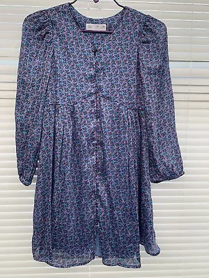 Girls Zara 9 Years 134cm Long Sleeved Button Through Dress • £7.50