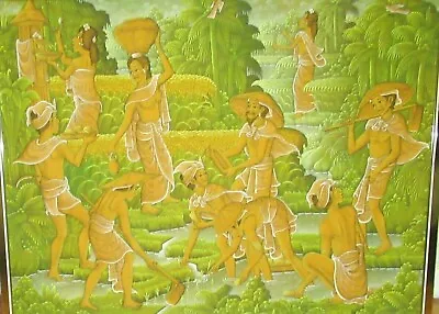 Njberata Ubud Bali Farmers Original Acrylic On Canvas Landscape Painting • $499.99