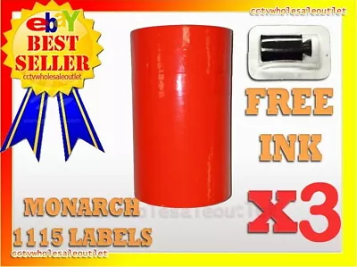 3 Sleeves Fluorescent Red Label For Monarch 1115 Pricing Gun 3 Sleeves=30rolls • $60.75