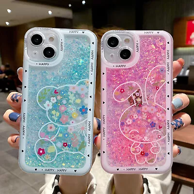 Glow Glitter Liquid Soft Silicone Case Cover For IPhone 14 13 12 Pro Opp A57 A54 • £7.07