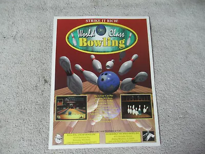 Old Stock WORLD CLASS BOWLING IT STRIKE IT RICH  ARCADE Video   GAME  FLYER • $8.89