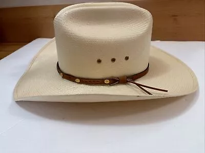 Vtg Wrangler 20x Shantung Panama Cowboy Hat US Sz 7 -56 Leather Sweatband USA • $48.99