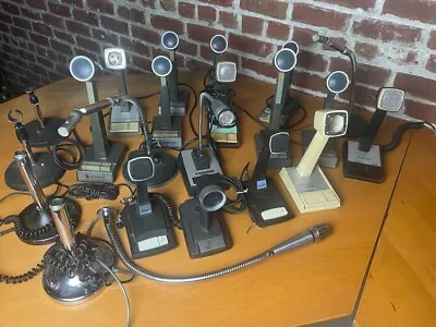 Lot: 17 Vintage Desktop Ham Radio Microphones Shure Johnson Gooseneck Stands • $200