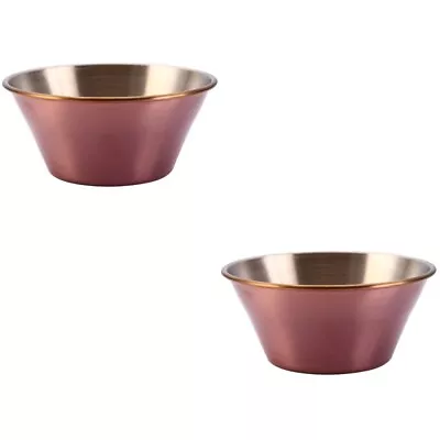  2 PC Seasoning Bowl Dish Pan Containers For Food Dipping Metal Plate • £11.89