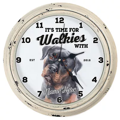 Personalised Kitchen Clock Rottweiler Round Wall Hanging Dog Home Cute Gift DC29 • £22.95