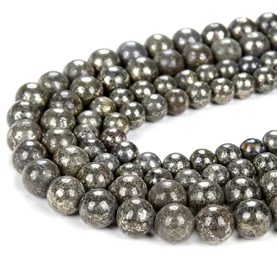 Rare Pyrite In Magnetite Gemstone Round 6MM 8MM Loose Beads (D170) • $7.99