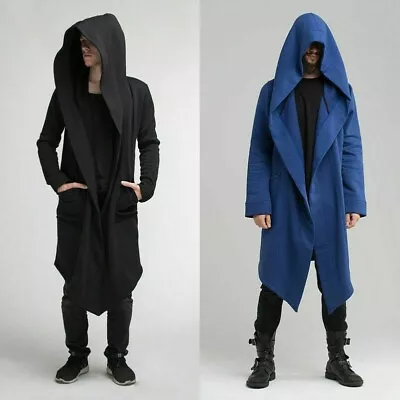 Mens Longline Cardigan Hooded Jacket Coat Sweatshirt Gothic Medieval Retro • $40.39