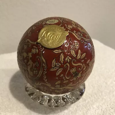 Oriental Accent Enamel And Metal 4” Ball Orb Globe Red Gold Floral Decor Display • $16.43