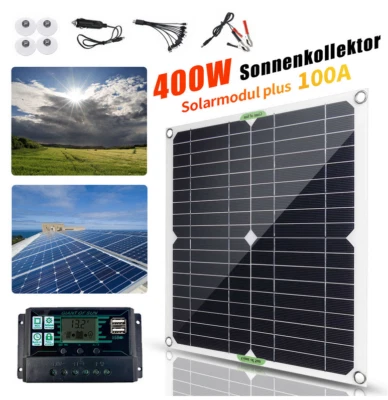 $163.99 • Buy 400W Watts Solar Panel Kit 100A 12V Battery Charger + Controller Caravan Boat US