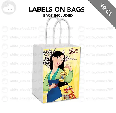 10 Mulan Label On White Kraft Gift Bag Birthday Party Favor 5.5 X 8 Birthday • $20