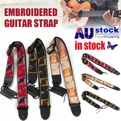 Embroidered Guitar Strap Fender Straps For Electric Acoustic Guitar Bass Ukulele • $14.89