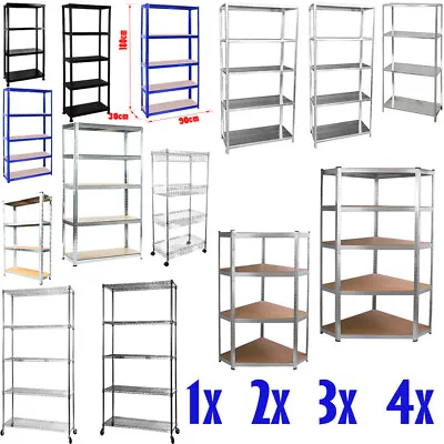 4/5 Tier Plastic/metal Heavy Duty Racking Shelves Storage Unit Garage Uked • £19.99