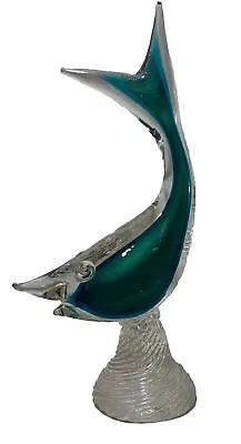 Vintage Murano Italian Art Glass Fish On Base 11.5  Tall Figure Great Color • $49