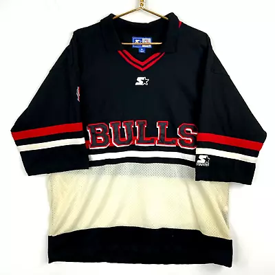 Vintage Chicago Bulls Starter Jersey Size XL Black Nba • $55.24