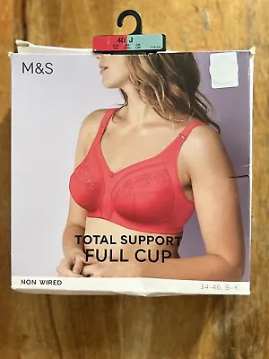 £11 • Buy M&S 40J Bra TOTAL SUPPORT EMBROIDERED NON WIRED Coral FULL CUP BRA SIZE 40J