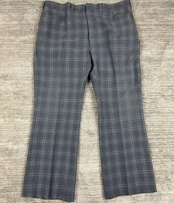 Haggar Pants Mens Gray Plaid Dress Slacks Bootcut Flare Pockets • $14.99