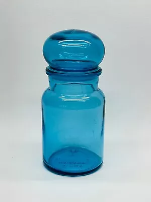 Vintage Blue Glass Apothecary Jar Canister Bubble Lid BELGUIM LARGE • $40