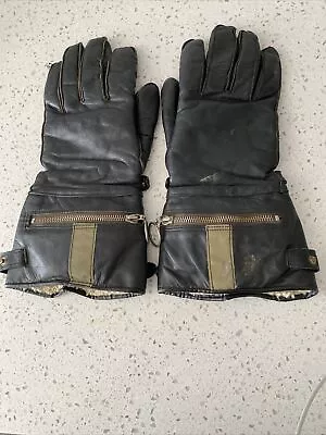 Vintage Lewis Leathers Gloves Gauntlet Gloves Motorcycle Wool Large England Made • $59