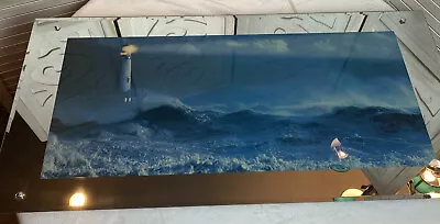 Vintage Motion Light Up Mirror Lighthouse Picture Art Ocean Sounds 39”x19”x 3   • $375