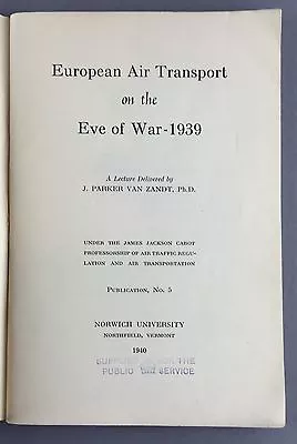 European Air Transport On The Eve Of 1939 Ww2 Report 1940 Imperial Airways  • £89.95