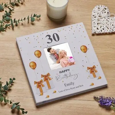 Personalised 30th Birthday Photo Album Linen Cover With Gold Balloons LLPA-21 • £25.99