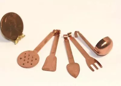 Dollhouse Miniature Set Of 5 Copper Kitchen Utensils No Wall Rack • $1.99