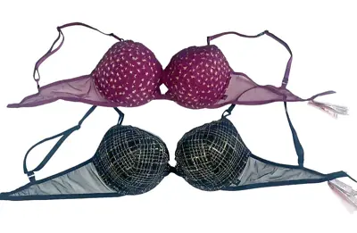 Victorias Secret 36B Bra Push Up Padded Lace Multiway Bras Black Purple Lot Of 2 • $69